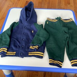 Infant Ralph Lauren matching hoodie and sweatpants set.